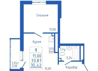 Продам однокомнатную квартиру, 35.4 м2, село Михайловка, Новоуфимская улица, 17