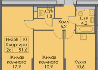Сдам 2-комнатную квартиру, 52 м2, посёлок Ильинское-Усово, жилой комплекс Ильинские Луга, 12