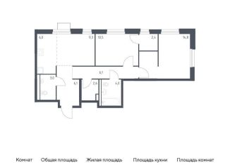 3-комнатная квартира на продажу, 64.8 м2, Приморский край, улица Сабанеева, 1.2