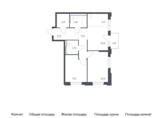 Продам двухкомнатную квартиру, 61.8 м2, Тюмень, жилой комплекс Чаркова 72, 1.4