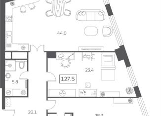 Продажа трехкомнатной квартиры, 127.5 м2, Москва, Мытная улица, 40к3, ЖК Скай Хаус