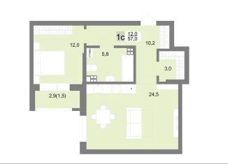 Продам 1-комнатную квартиру, 57 м2, Екатеринбург, метро Площадь 1905 года