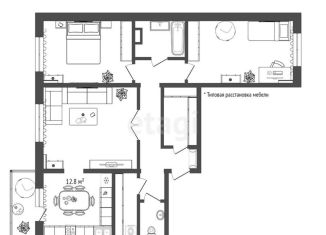 Продается 3-комнатная квартира, 88.2 м2, Тюмень, ЖК Ожогино, улица Федюнинского, 30