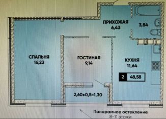 Продажа двухкомнатной квартиры, 48.6 м2, Краснодар