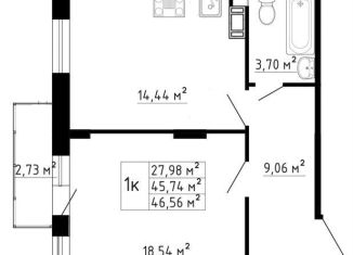 Продажа 1-комнатной квартиры, 45.7 м2, Ленинградская область, Рождественская улица, 2