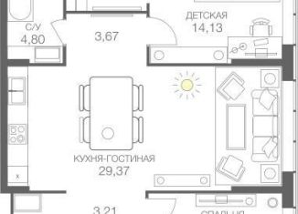 Двухкомнатная квартира на продажу, 84 м2, Москва, станция Шелепиха, Шелепихинское шоссе