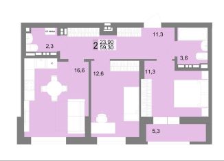 Продам 2-комнатную квартиру, 59.3 м2, Екатеринбург, метро Площадь 1905 года