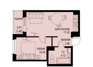 1-комнатная квартира на продажу, 37 м2, Мурино