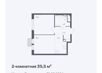 Двухкомнатная квартира на продажу, 35.5 м2, Мытищи, ЖК Мытищи Парк