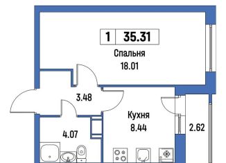 1-ком. квартира на продажу, 35.3 м2, Мурино, ЖК Урбанист