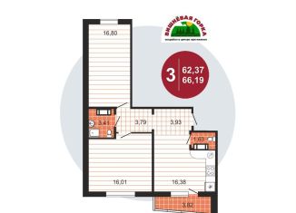 Продажа 3-комнатной квартиры, 66.4 м2, Челябинская область