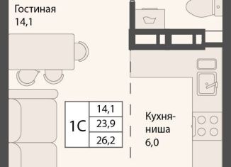 Продажа квартиры студии, 26.2 м2, Новосибирская область