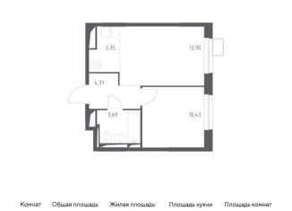 Продается 1-комнатная квартира, 35.7 м2, деревня Мисайлово, микрорайон Пригород Лесное, к10.2