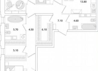 Продажа 3-ком. квартиры, 95.6 м2, Санкт-Петербург, метро Комендантский проспект, Планерная улица, 99