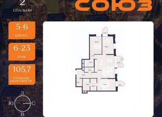 Продаю 3-комнатную квартиру, 105.7 м2, Москва, ЖК Союз, к3, метро Ботанический сад