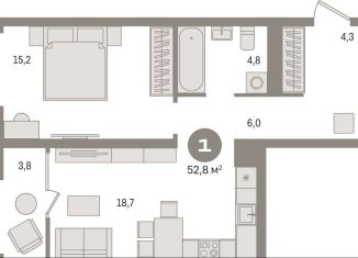 Продам 1-комнатную квартиру, 52.7 м2, деревня Сапроново, жилой комплекс Первый Квартал, 6, ЖК Первый Квартал