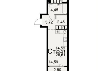 Продам квартиру студию, 26.6 м2, Рязань