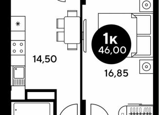 1-комнатная квартира на продажу, 46 м2, Ростов-на-Дону, бульвар Платова, 12, Железнодорожный район