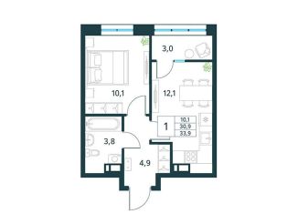 Продаю 1-комнатную квартиру, 33.9 м2, Забайкальский край, микрорайон Хороший, 15