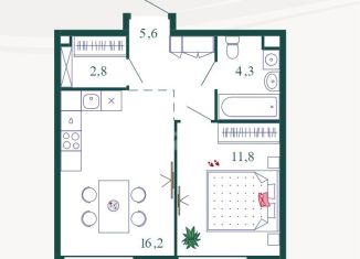 Продам 1-ком. квартиру, 40.7 м2, Москва, 2-я очередь, к4