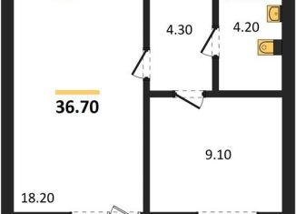 1-комнатная квартира на продажу, 36.7 м2, Калининград, Акварельная улица