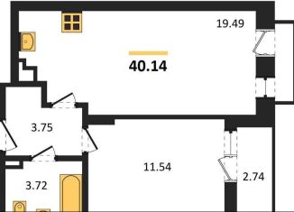 Продаю однокомнатную квартиру, 40.1 м2, Калининград, Батальная улица, 65Б, Московский район