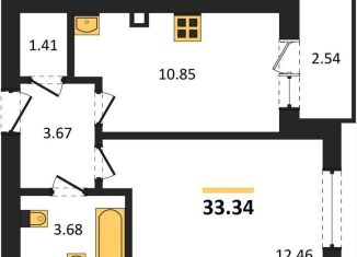 Продажа однокомнатной квартиры, 33.3 м2, Калининградская область