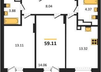 Продаю 2-комнатную квартиру, 59.1 м2, Калининград, Московский район, Батальная улица, 65Б