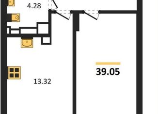 Продаю 1-комнатную квартиру, 39.1 м2, Калининград, Батальная улица, 65Б, Московский район