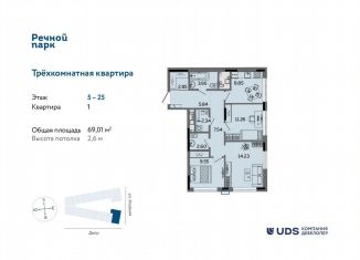 Продается трехкомнатная квартира, 69 м2, Ижевск, Ленинский район