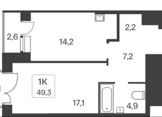 Продажа 1-ком. квартиры, 49.3 м2, Новосибирск