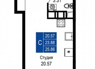 Продам квартиру студию, 25.9 м2, поселок городского типа Заозерное, улица Аллея Дружбы, 2Д