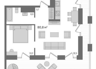 Продается 2-ком. квартира, 80.8 м2, Новосибирск