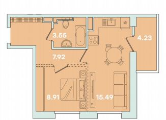 Продам квартиру со свободной планировкой, 40.1 м2, Иркутск, улица Петрова, 16, Правобережный округ