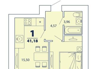 Продается однокомнатная квартира, 39.6 м2, Рязань, Московский район