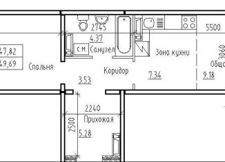 Продаю 2-комнатную квартиру, 49.7 м2, рабочий посёлок Краснообск, 3-й микрорайон, 12Б