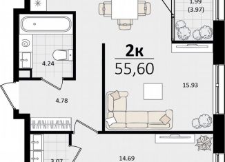 Продаю 1-ком. квартиру, 55.6 м2, Краснодарский край