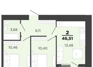 2-ком. квартира на продажу, 45.3 м2, Рязань, Московский район, Семчинская улица, 8