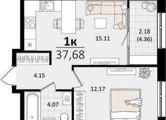 Продается 1-комнатная квартира, 37.7 м2, Краснодар, микрорайон ХБК