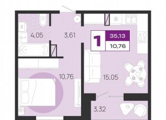 1-ком. квартира на продажу, 35.1 м2, Брянск