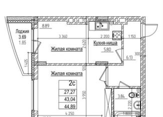 Продается двухкомнатная квартира, 44.9 м2, Новосибирск, улица Дуси Ковальчук, 242