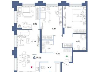 Продается трехкомнатная квартира, 86 м2, Тюмень, Ленинский округ, улица Тимофея Чаркова, 93