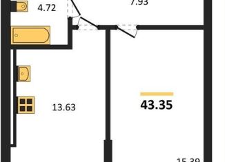 Продается 1-комнатная квартира, 43.4 м2, поселок Малое Исаково