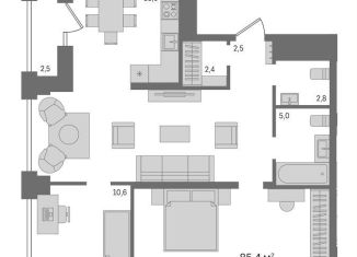 3-ком. квартира на продажу, 85.4 м2, Новосибирск, метро Красный проспект