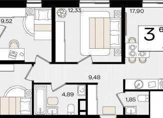 Продажа 3-комнатной квартиры, 67.2 м2, Краснодар, Сормовская улица, 1/2к2, Сормовская улица