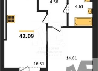 Однокомнатная квартира на продажу, 42.1 м2, Калининград, Ленинградский район