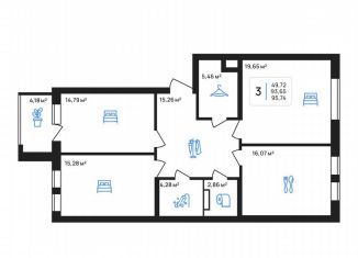 Продается 3-комнатная квартира, 95.7 м2, Липецкая область