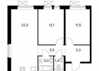 Продаю 2-ком. квартиру, 58.7 м2, Котельники, ЖК Белая Дача Парк, микрорайон Парковый, 1к20