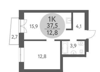 Продаю 1-ком. квартиру, 37.5 м2, Новосибирск