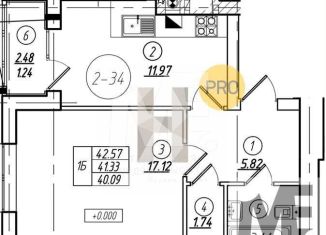 Продается однокомнатная квартира, 41.3 м2, Калининград, Московский район